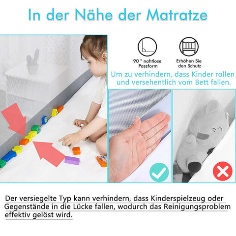 200cm Bed Safety Guard Folding Child Toddler Bed Rail Safety Protection Guard